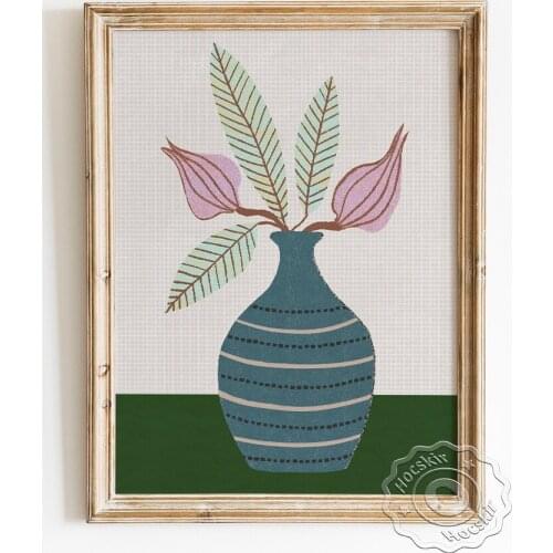 Botanical Floral Arrangement Poster, Scandinavian Natural Flower Folk Art Prints, Mid Century Modern Style Wall Decor Picture