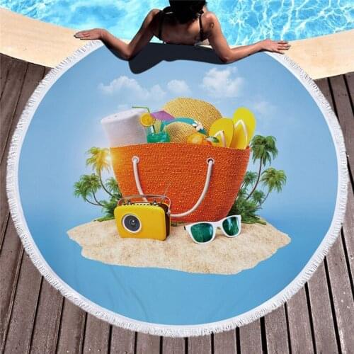 Holiday Summer Round Beach Towel Soft Lady Travelling Bath Towel Yoga Children Shower Mat Spa Cloth Microfiber Absorbing Blanket