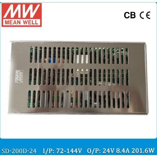Original MEAN WELL SD-200D-24 Single Output 200W 8.4A 24VDC Input 72~144VDC meanwell dc/dc converter 24V
