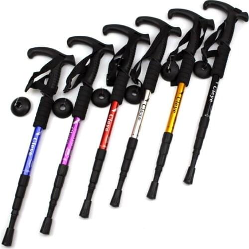 Adjustable Outdoor Ultralight Walking Sticks Telescopic Trekking Canes With Rubber Anti Shock Hiking Stick