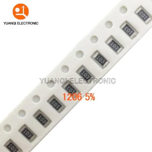 100pcs 1206 5% SMD resistor 0R ~ 10M 1/4W 0 1 10 100 150 220 330 ohm 1K 2.2K 4.7K 10K 100K 0R 1R 10R 100R 150R 220R 330R 1M 10M