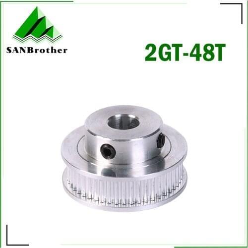 GT2 Timing Pulley 3D Printer pulley 48 Tooth Pulley Wheel Bore 5/6/6.35/8/10/12mm Aluminum Gear Teeth Width 6/10mm Part