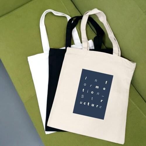 Letter Cartoon Print Tote Bag Shopping Original Design White Casual Unisex Fashion Travel Canvas Bags Kawaii Harajuku Foldable