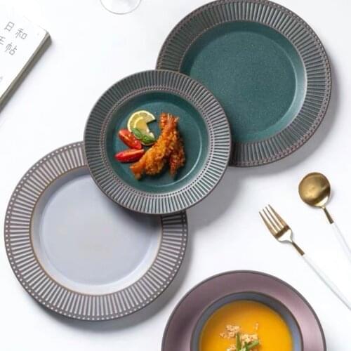 Plate Pasta Flat Rice Bowl Salad Tableware Dinner Utensilios De Cocina Creative Net Red Tableware Soup Plate Kiln Glazed Dish