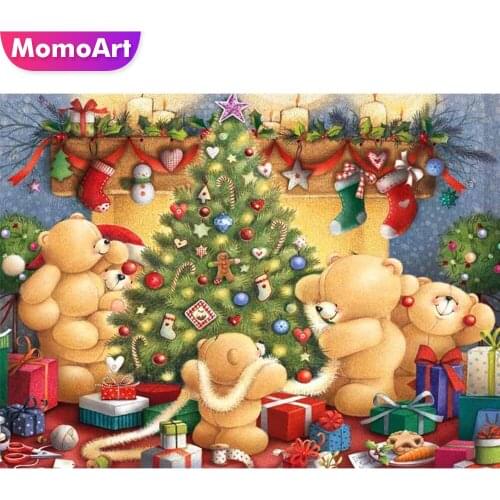 MomoArt 5D DIY Diamond Embroidery Bear Craft Kit Diamond Painting Christmas Cartoon Handmade Gifts Home Decorations