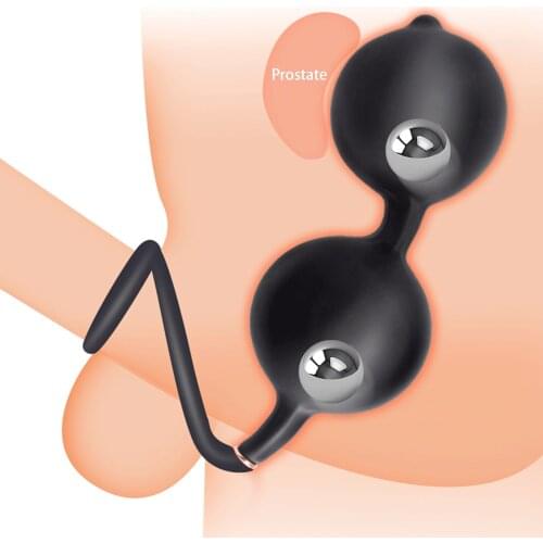 Outdoor Inflatable Anal Beads Male Deep Expandable Exercise Plug With Rings Huge Butt Plug Prostate Massager With Metal Ball