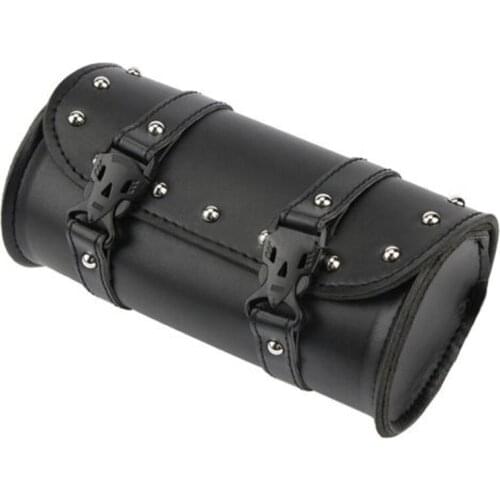 Motorcycle Universal Tool Bag Synthetic Leather Black/Brown Round Fork Bag for Motorcycle Racing Saddle Bags Storage Tool Bag