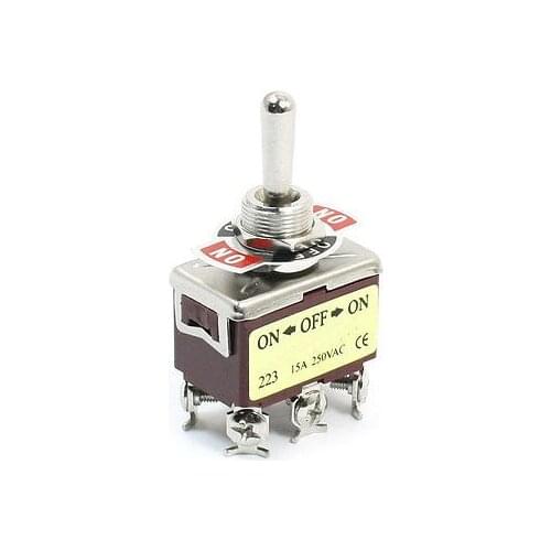 ON-OFF-ON DPDT Momentary Rocker Type Control Toggle Switch AC 250V 15A E-TEN223