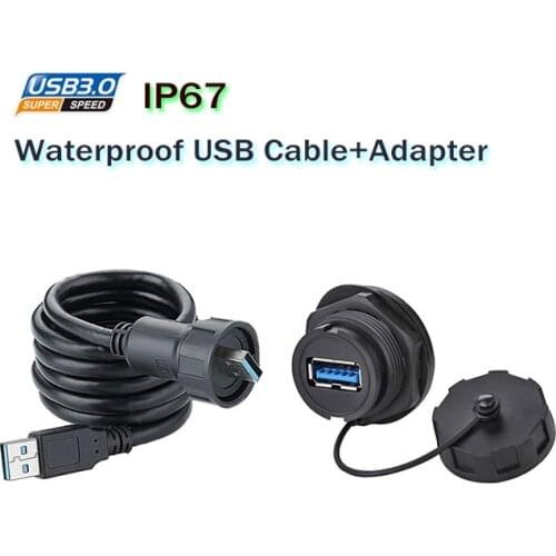 IP67 USB3.0 Waterproof Cable and Adapter / USB3.0 Waterproof Cable + USB3.0 Waterproof Female Adapter for Outdoor Application