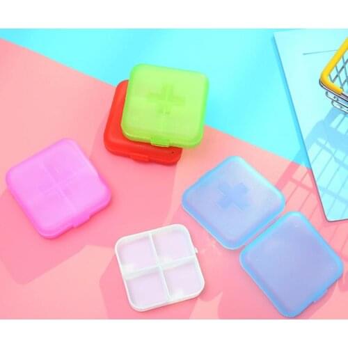 1pc Mini Storage Portable Cross 4 Grid Sealed Home Small Pill Box Medicine Case