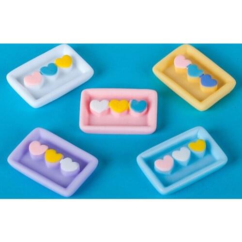 10Pcs Love Heart Lunch Box Flatback Resin Cabochon Embellishments for Scrapbooking DIY Hair Accessories Phone Decor