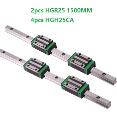 2pcs Linear Guide Rail HGR25 -L 1500MM And 4pcs HGH25CA Linear Narrow Slide Blocks For CNC Router Parts