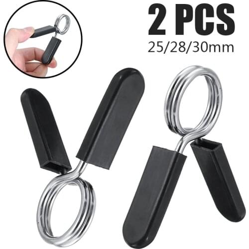 2pcs Weightlifting Bar Clamp Barbell Dumbbell Anti-loose Spring Clips Lock Spinlock Collars Fitness Body Building
