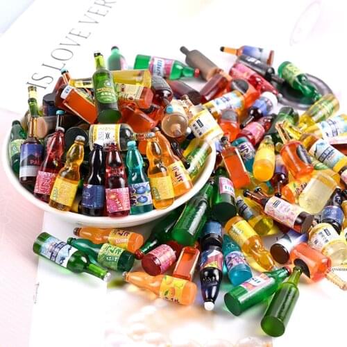 2021 50PCS Resin Simulation Beverage Bottle Mysterious Gift Box Dollhouse DIY Random Accessories Children Toy Gift