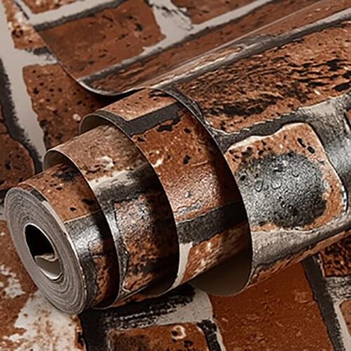 53CMX10M 3D Antique Brick Pattern Wallpapers Retro Nostalgia Personality Red Brick Background Wall Restaurant Bar Clothing Store