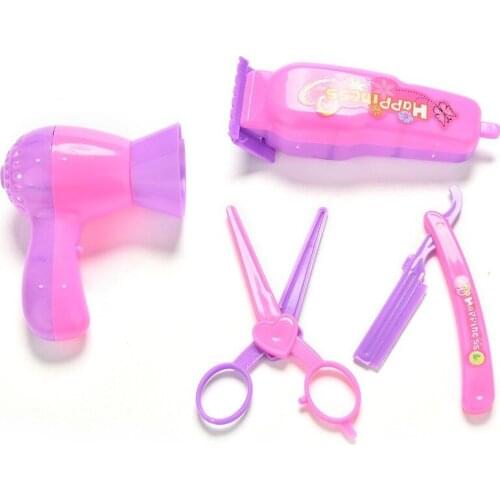 4 Pcs/set Eyebrow Razor Hair Dryer Scissors For Doll Barber Tools Toys Salons Hair Care Girls Gifts Dolls Accessories