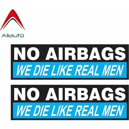 Aliauto 2 X Warning Car Sticker Personality No Airbags We Die Like Real Men Decal Accessories PVC for Gti Vw Golf Logan,13cm*4cm