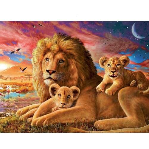 New DIY Diamond Painting 5D Lion Full Drill Round&Square Diamond Embroidery Cross Stitch Animal Home Decor Gift