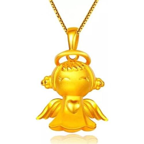 Angel Pendant Necklace for Women Gold Color Girlfriend Gift Jewelry Never Fade