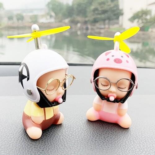 1PC Car Toy Duck Pacifier Baby Doll Cute Kids With Helmet Car Interior Ornaments for Car Decoration Accessories