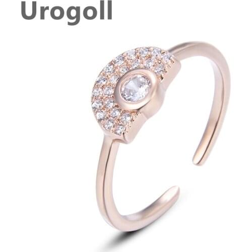 Noble Women Rings Pure 925 Sterling Silver Jewelry Anniversary Adjustable Rose Gold Zircon Ring Engagement Ring For Girl Gift