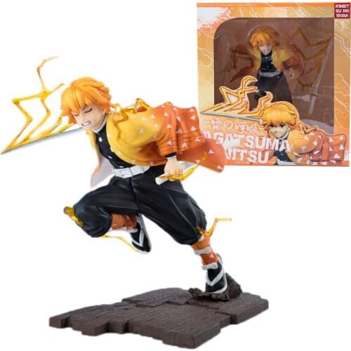 New 23cm Demon Slayer Agatsuma Zenitsu Breath of Thunder Action Figure Kimetsu No Yaiba Anime Figures Model Figurine Kids Toys