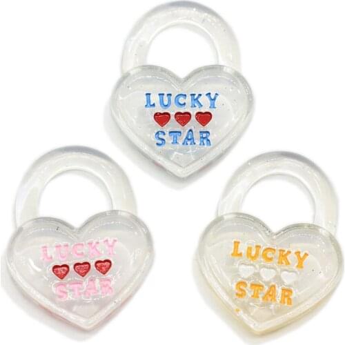 Kawaii Lucky Hearts Star Flatback Resin Transparent Key Lock Simulate DIY Crafts Key Pendant Earring Key Chain Accessories