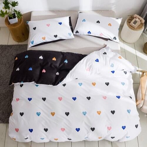 Heart Love Duvet Cover Set Pillowcases Girls Women Kids Cute Bedding Sets Bedclothes White Black 2 Side Twin Queen King Size