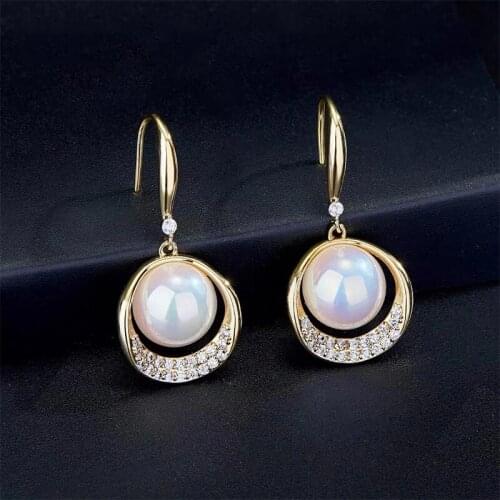 Round pearl pendant earrings exquisite hoop earrings Fashion Simple Women jewelry Trend Jewelry for women Hanging earrings