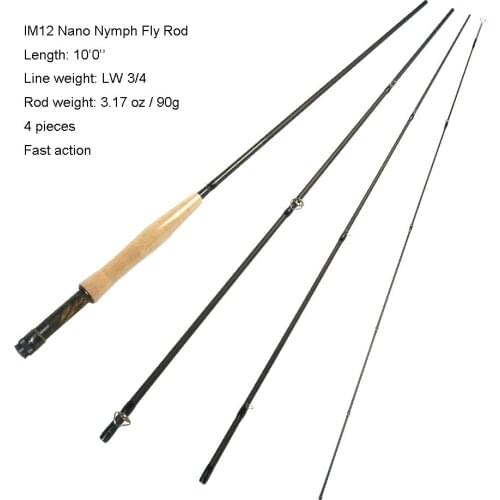 Aventik IM12 3wt 10ft 4SEC Fast Action Nymph Fly Rod 90g Super Light Fly fishing Rod For Nymph Fishing Better Than Redington Rod