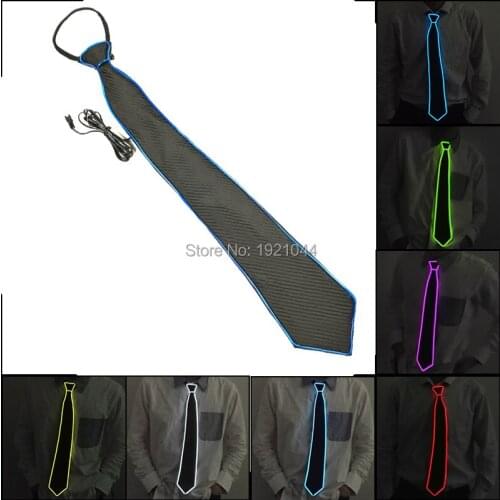 Hot Sales LED Luminous Light up Tie EL Wire Neon Light up Necktie Wedding Tie Club Cosplay Party Costumes Glowing Supplies