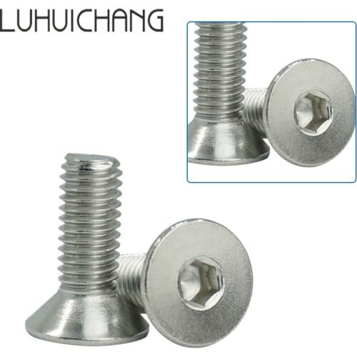 LUHUICHAG M2 M2.5 100PCS Stainless Steel 304 Hexagonal socket Flat Countersunk Screw Head Screw Bolts Hex Screw Cap Toy Screw