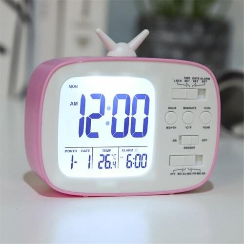 Cute Alarm Clock Multifunctional Bedside Battery Child Alarm Clock Bedroom Office Decoration
