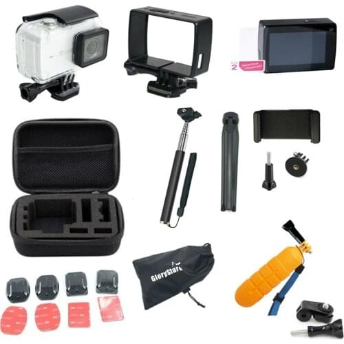 GloryStar for Xiaomi yi 4k Accessories Set for Xiaomi Yi Lite xiaomi yi 4k plus yi Case Monopod Tripod 30M Waterproof Case Mount