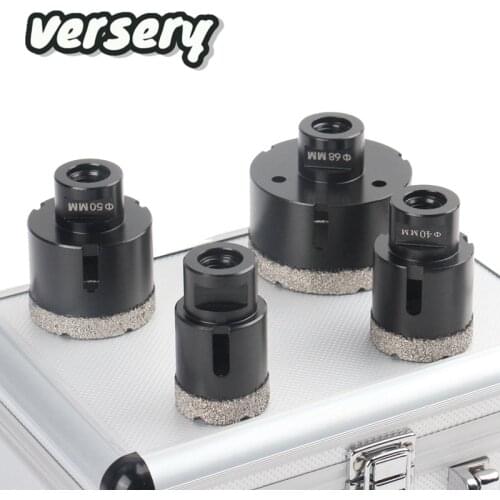 Free Shipping 4PCS/SET 35/40/50/68mm M14 Thread Dry Vacuum Brazed Diamond Hole Saw Kit Marble Ceramic Tile Drilling Core Bits