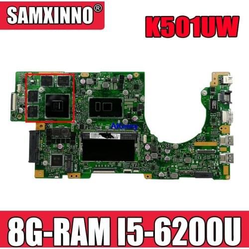 New! Akemy Laptop motherboard W/ GTX960M/GTX950M GPU 8G-RAM I5-6200U For Asus K501UW K501UWK K501UQ K501UXM mainboard DDR4