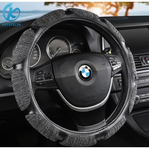 37-38CM New Car Steering Wheel Cover Artificial Leather Steering-Wheel Covers Breathable Fabric Braid Auto Accessories Universal
