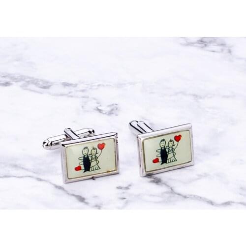 Wholesale fashion wedding cufflinks for bridegroom red heart cuff link 1 pair big promotion best man groom groomsman bride