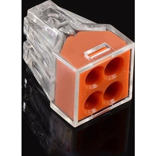 PCT-104 100pcs Quick Wire Connector Teminator Lug 24A 400V 2.5mm^2 4 Pin Spring Faston Terminal Block Connector Set Electric