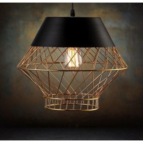 Loft Style Iron Cage Droplight Industrial Vintage Pendant Light Fixtures For Dining Room Edison Hanging Lamp Lamparas Colgantes