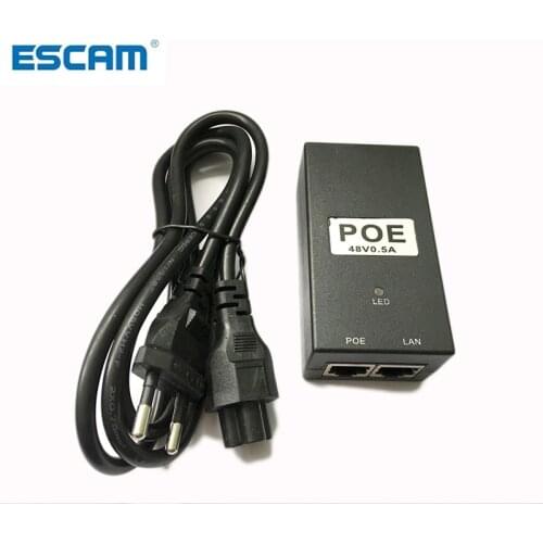 ESCAM CCTV Security 48V0.5A 15.4W POE adapter POE Injector Ethernet power for POE IP Camera Phone PoE Power Supply