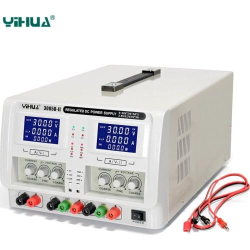 YIHUA 3005D-II Regulated Laboratory DC Power Supply Dual Channel Triple Output 30V 5A Voltage Regulators Adjustable Power Supply
