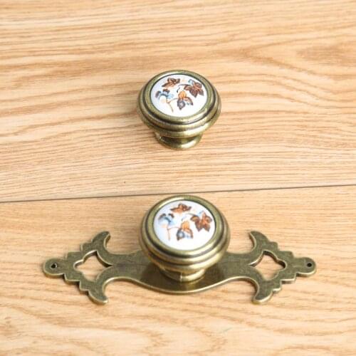 Rustico rural ceramic drawer shoe cabinet knobs pulls bronze knobs with backboard dresser kitchen cabinet door handles knobs