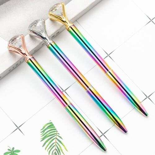 Glass Diamond Metal Rotating Ball Pen Advertising Pen Can Print Logo Student Ballpoint Pen Office Gifts Personalised Gift