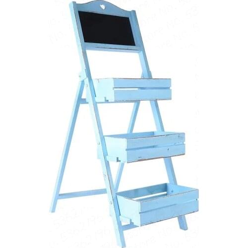 Floor to floor blackboard flower rack multi-layer shelf garden flower rack clothing store decoration solid wood material