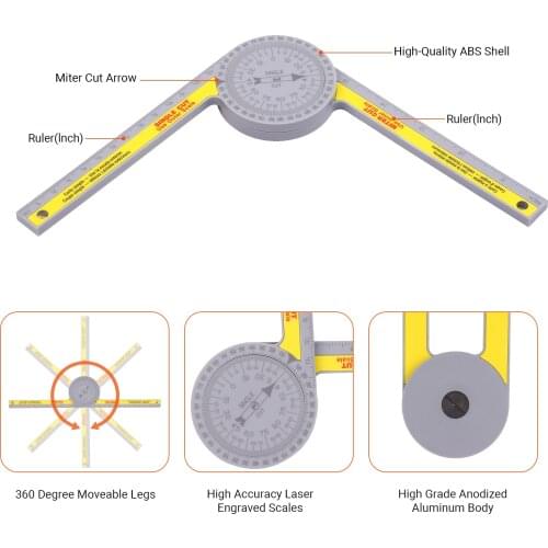 Miter Saw Protractor Angle Measuring Transfer Rule Angle Gauge for Carpenters ABS Metric Ruler on Renovation Work