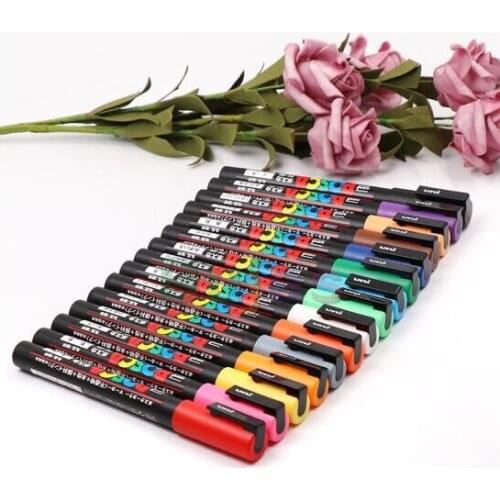 Uni Posca Pc-5m / 3m / 1m Advertising Pen, Graffiti Pen, Highlight Pen, Acrylic Marker Set,Water Resistance,Coverage,Tasteless