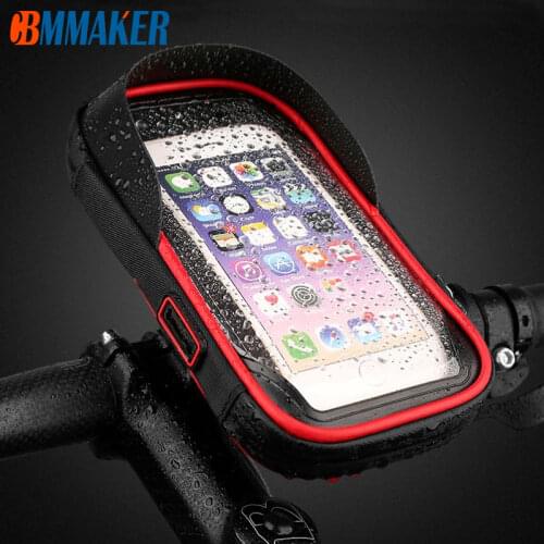 6.4 inch Waterproof Bicycle Phone Holder Stand Motorcycle Handlebar Mount Bag Cases Universal Bike Scooter Cell Phone Bracket