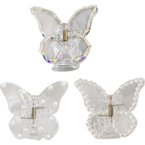 Medium Hair Claw Strong Hold Clips Transparent Butterfly Barrettes Medium French Design Fashion Hair Accessories