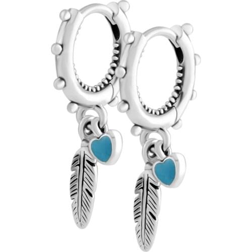 Authentic 925 Sterling Silver Spiritual Feathers Dangle Earring For Women Wedding Earrings Fashion Jewelry bijoux femme